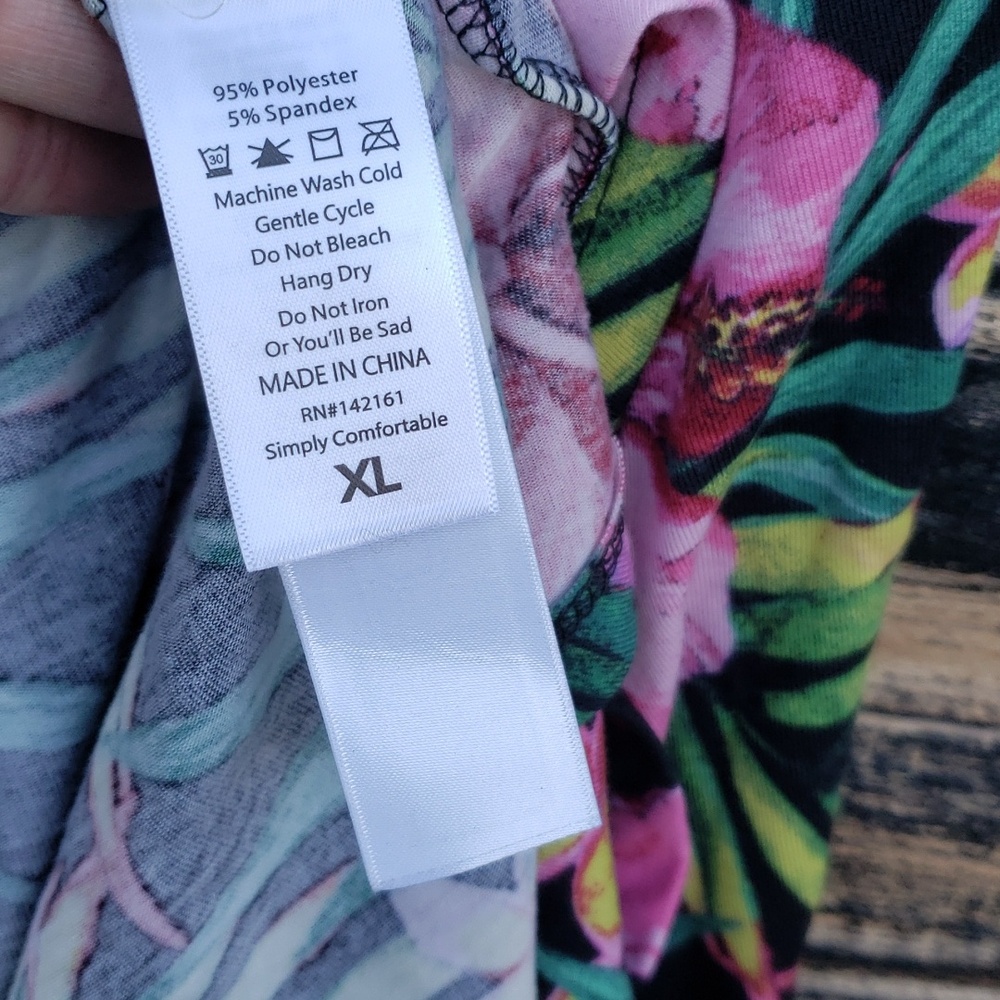 Lularoe Maxi Skirt Pink Hibiscus Green Palm Leaves NWT sz XL - Picture 4 of 4